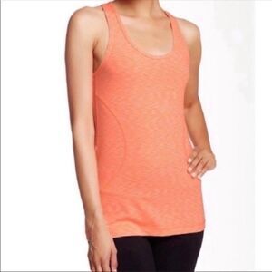 Zella Orange Stripe Racerback Scoop Neckline Stretch Tank Top XL